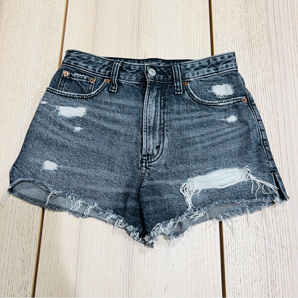 Abercrombie And Fitch Annie High Rise black dark wash denim jeans Size 24 00